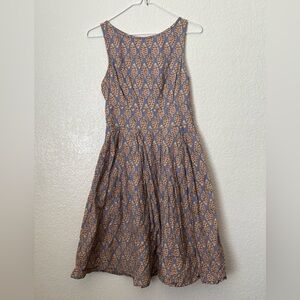 eShakti Sleeveless Fit Flare Geometric Pattern Dress Sz 6 Preppy Fall Boho Indie